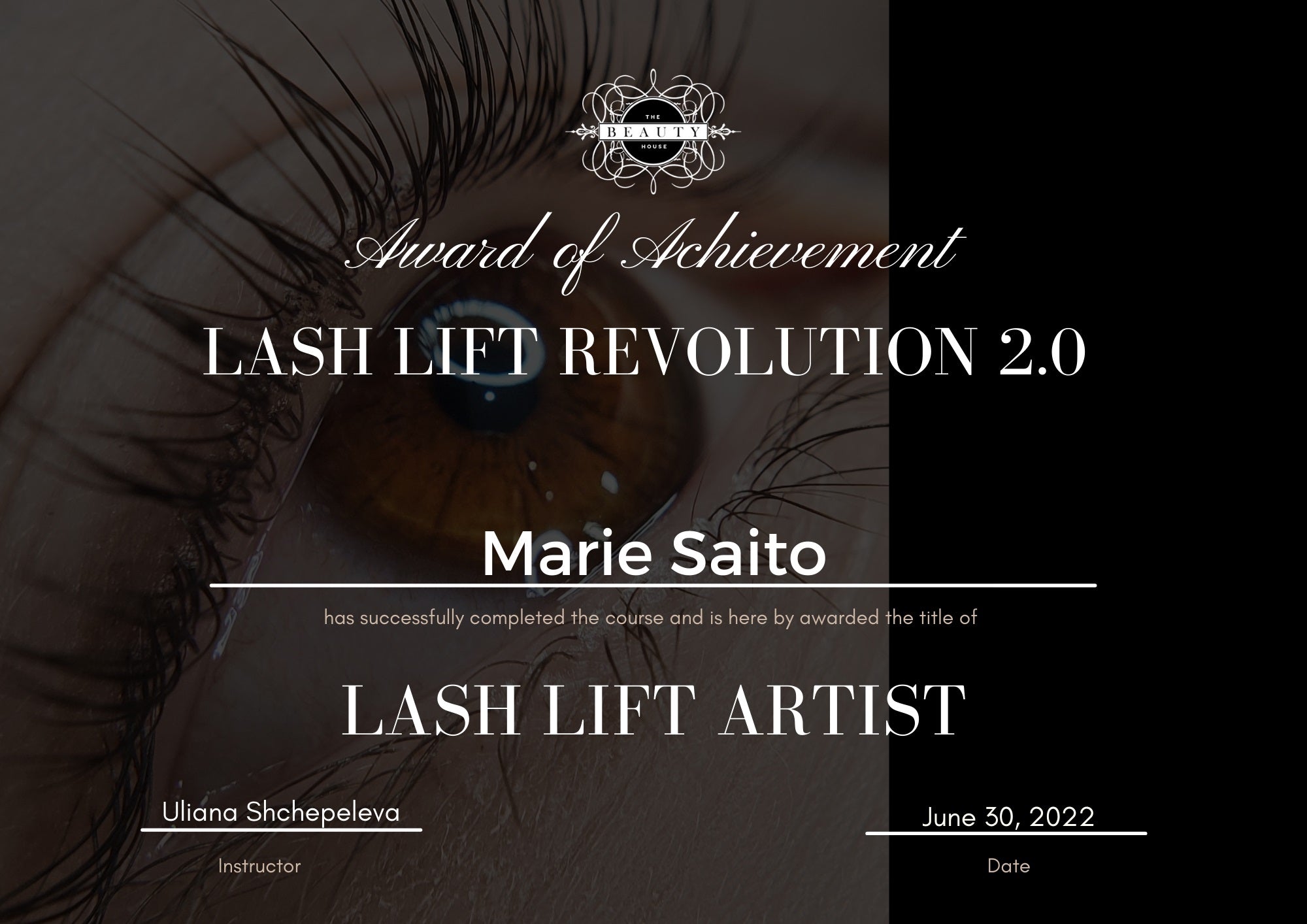 Lash Mother Uli Lash Lift Certificate