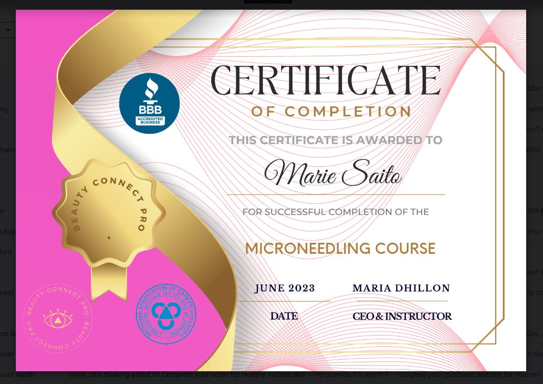 Beauty Connect Pro Microneedling Certificate